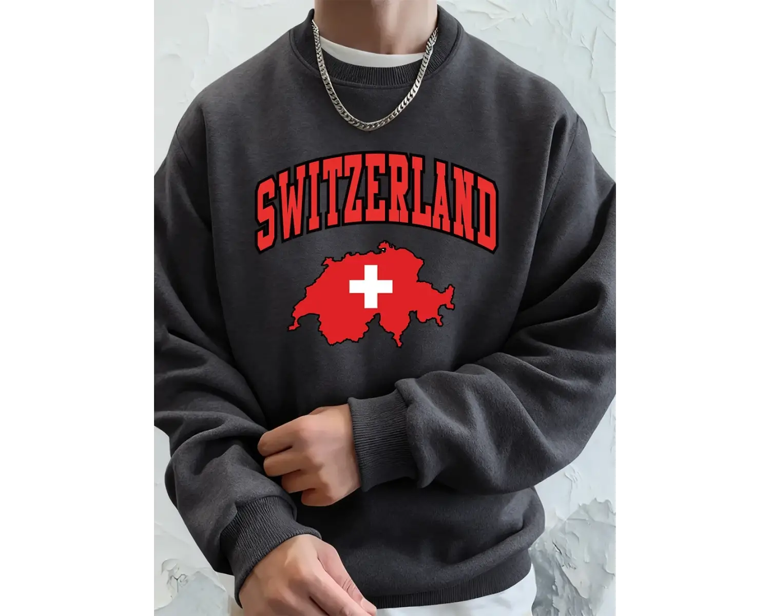 Switzerland Swiss Flag Printing Men Hoodies Autumn Fleece Warm Sweatshirts Casual Loose Crewn