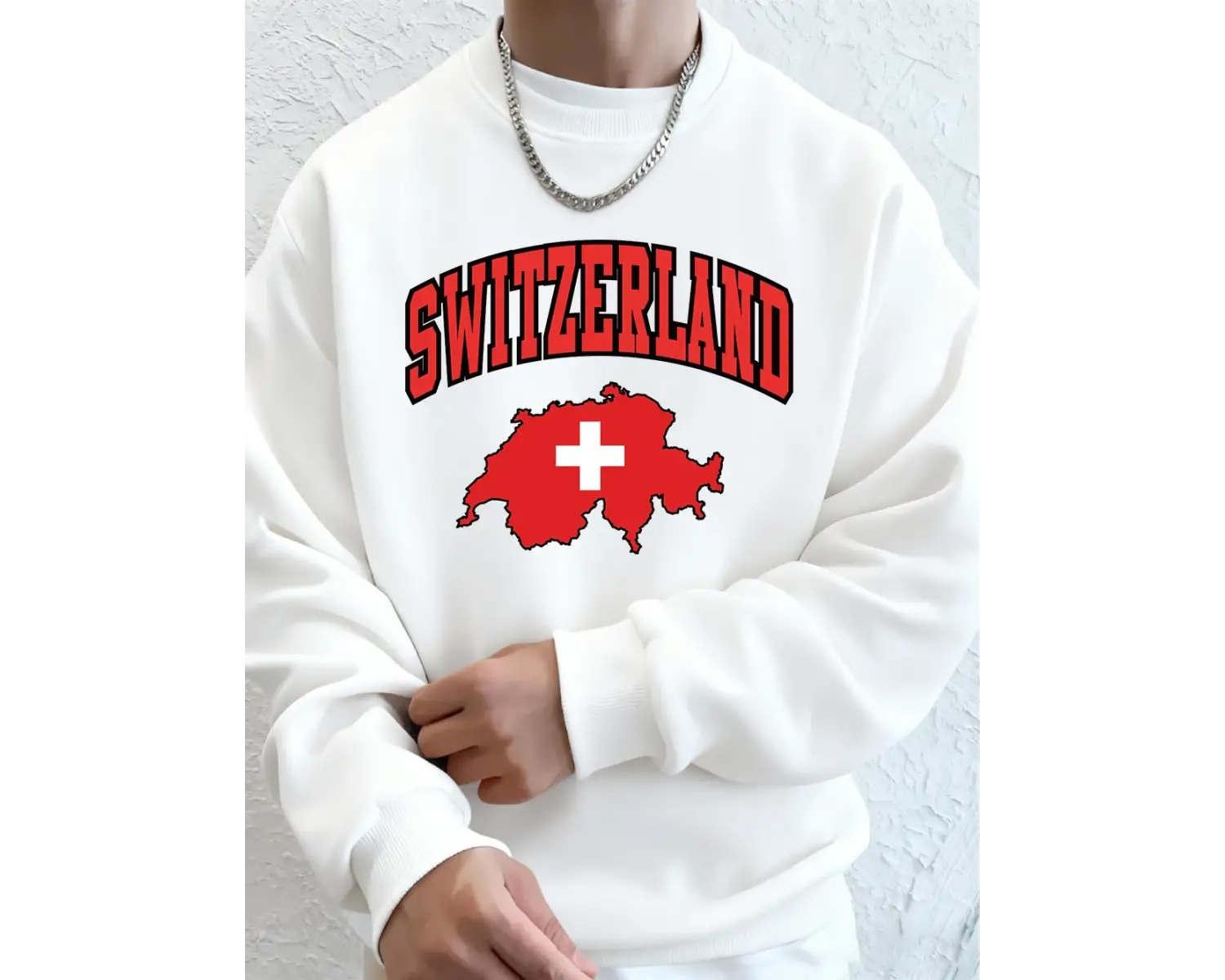 Switzerland Swiss Flag Printing Men Hoodies Autumn Fleece Warm Sweatshirts Casual Loose Crewn