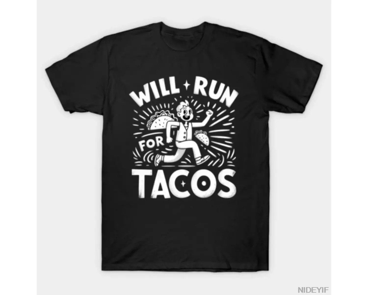 Taco Severler İçin Komik Fitness Koşu Tişörtü Erkek Kadın %100 Pamuklu Tişörtler Kısa Kollu Ü