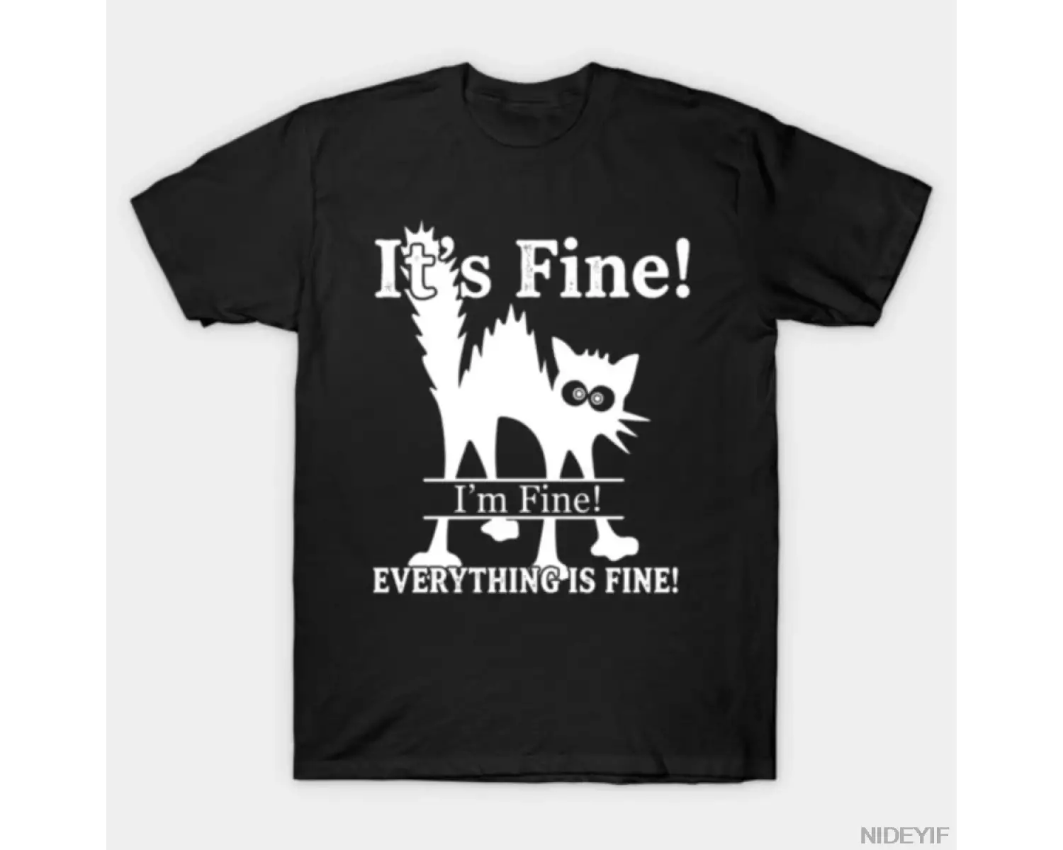 tamam ben iyiyim her şey iyi durumda CAT T-shirt Erkekler Kadınlar için %100 Pamuklu Tişörtle