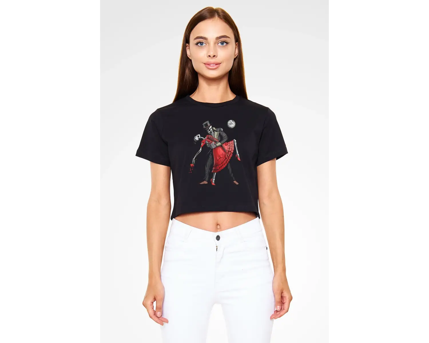 Tango Siyah Crop Top  T-Shirt