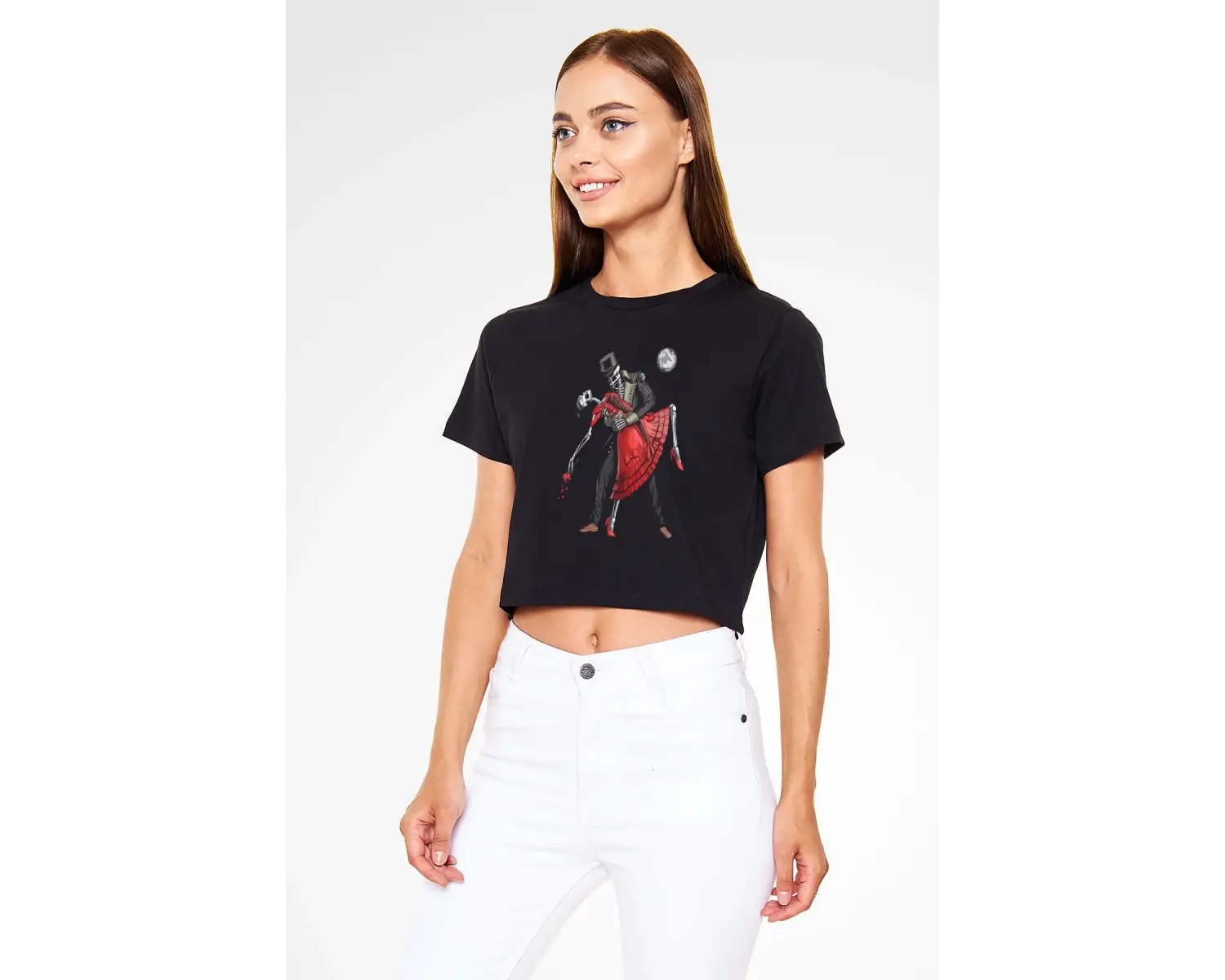Tango Siyah Crop Top  T-Shirt