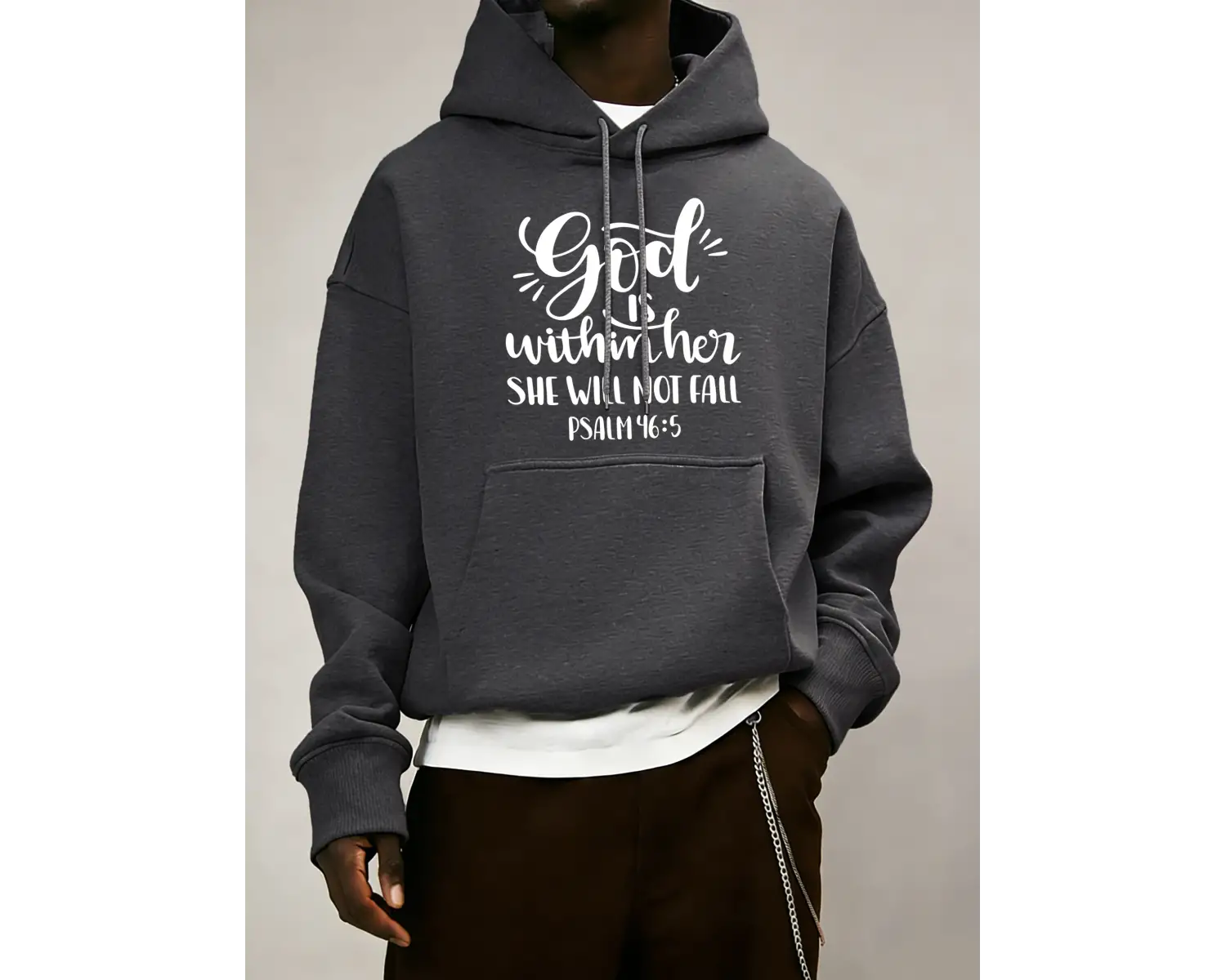 Tanrı İçinde Olan Olsun, O Düşmez Baskılı Erkekler İçin Sonbahar Her Şeyle Uyumlu Eşofman Mod