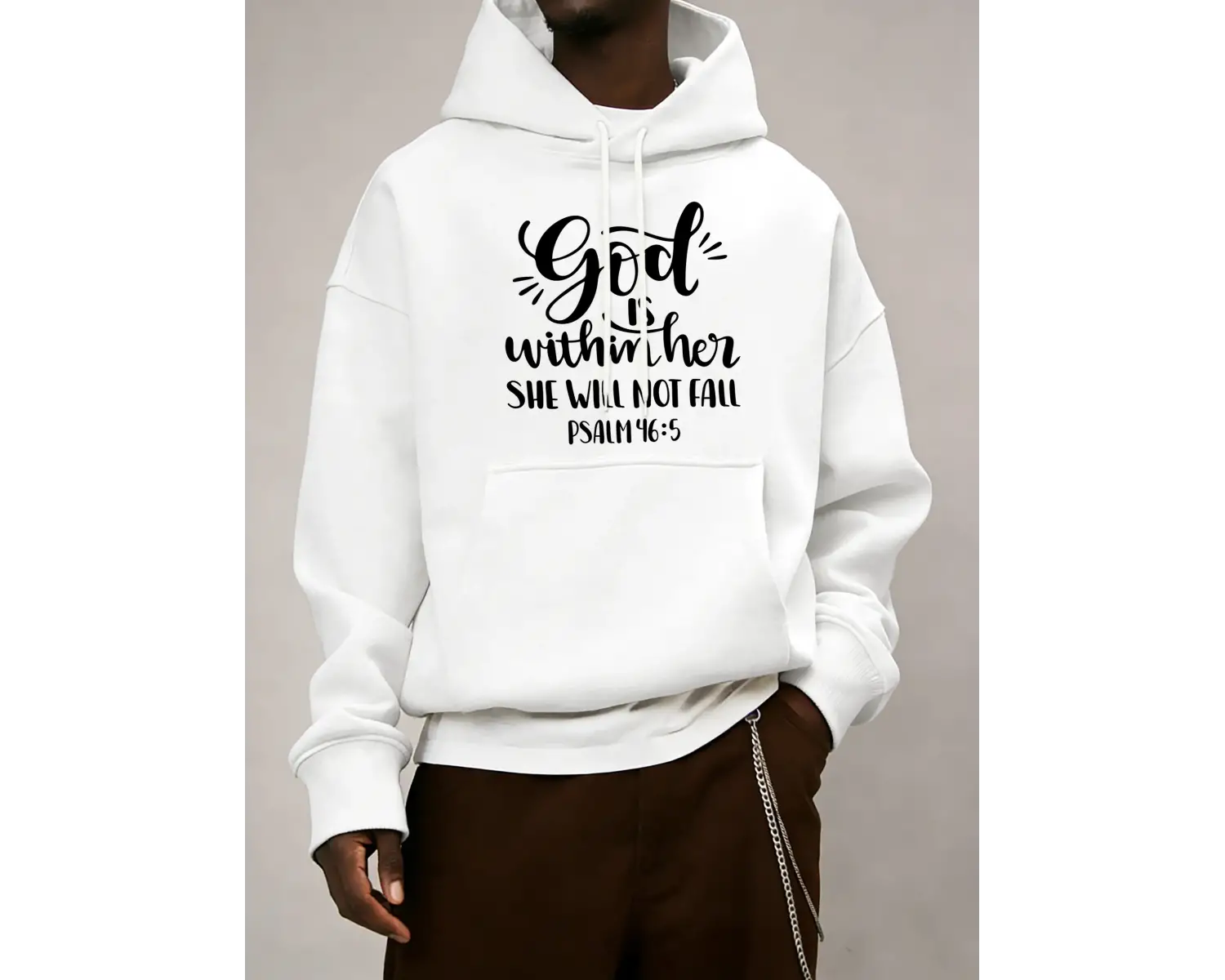 Tanrı İçinde Olan Olsun, O Düşmez Baskılı Erkekler İçin Sonbahar Her Şeyle Uyumlu Eşofman Mod