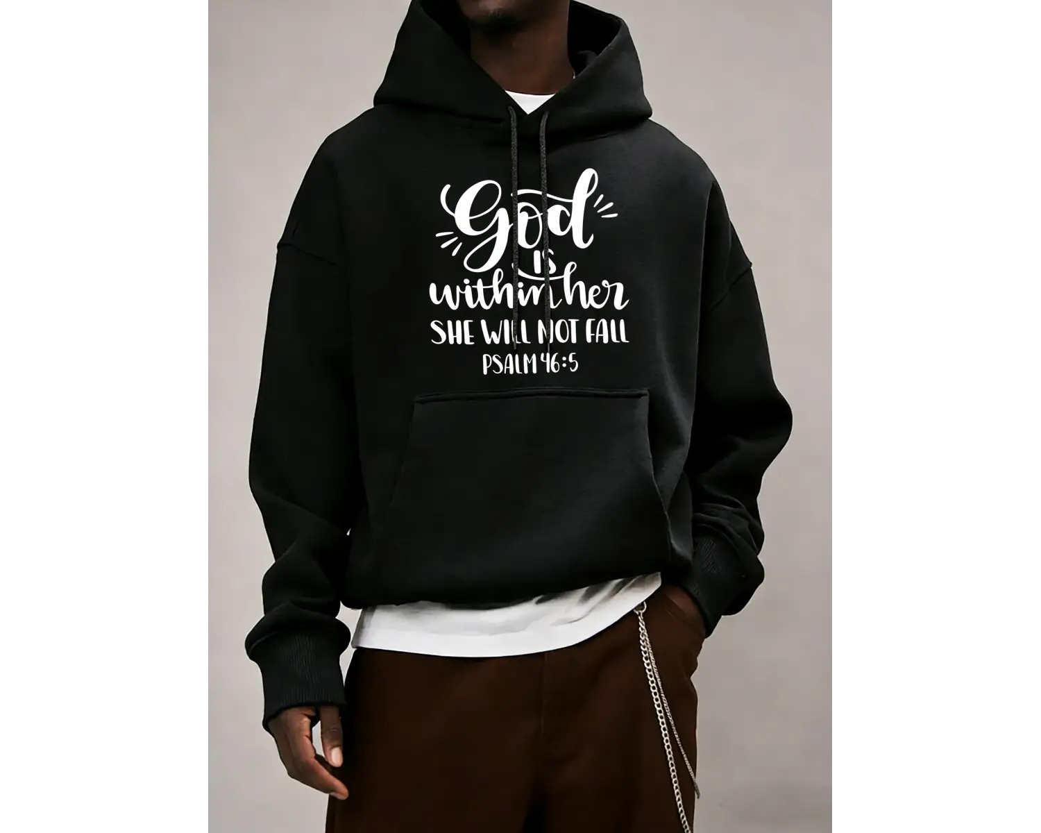 Tanrı İçinde Olan Olsun, O Düşmez Baskılı Erkekler İçin Sonbahar Her Şeyle Uyumlu Eşofman Mod