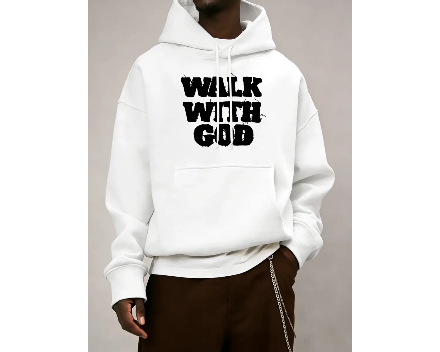 Tanrının Yüzüklüleriyle Yürümek Baskılı Erkek Sokak Modası Kapüşonlu Üst Yumuşak Sonbahar So