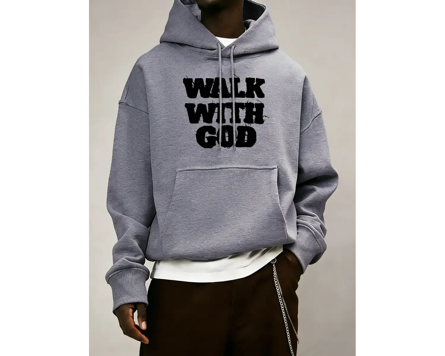 Tanrının Yüzüklüleriyle Yürümek Baskılı Erkek Sokak Modası Kapüşonlu Üst Yumuşak Sonbahar So