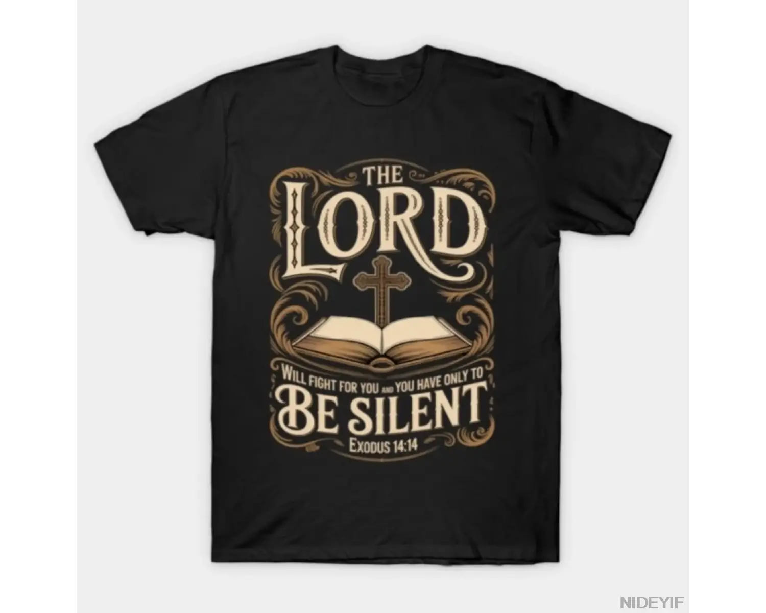 Tanrı Sizi Koruyacak Sessiz Olun İncil Ayeti 14 Tişört Erkek Kadın %100 Pamuk Tişörtler Kısa