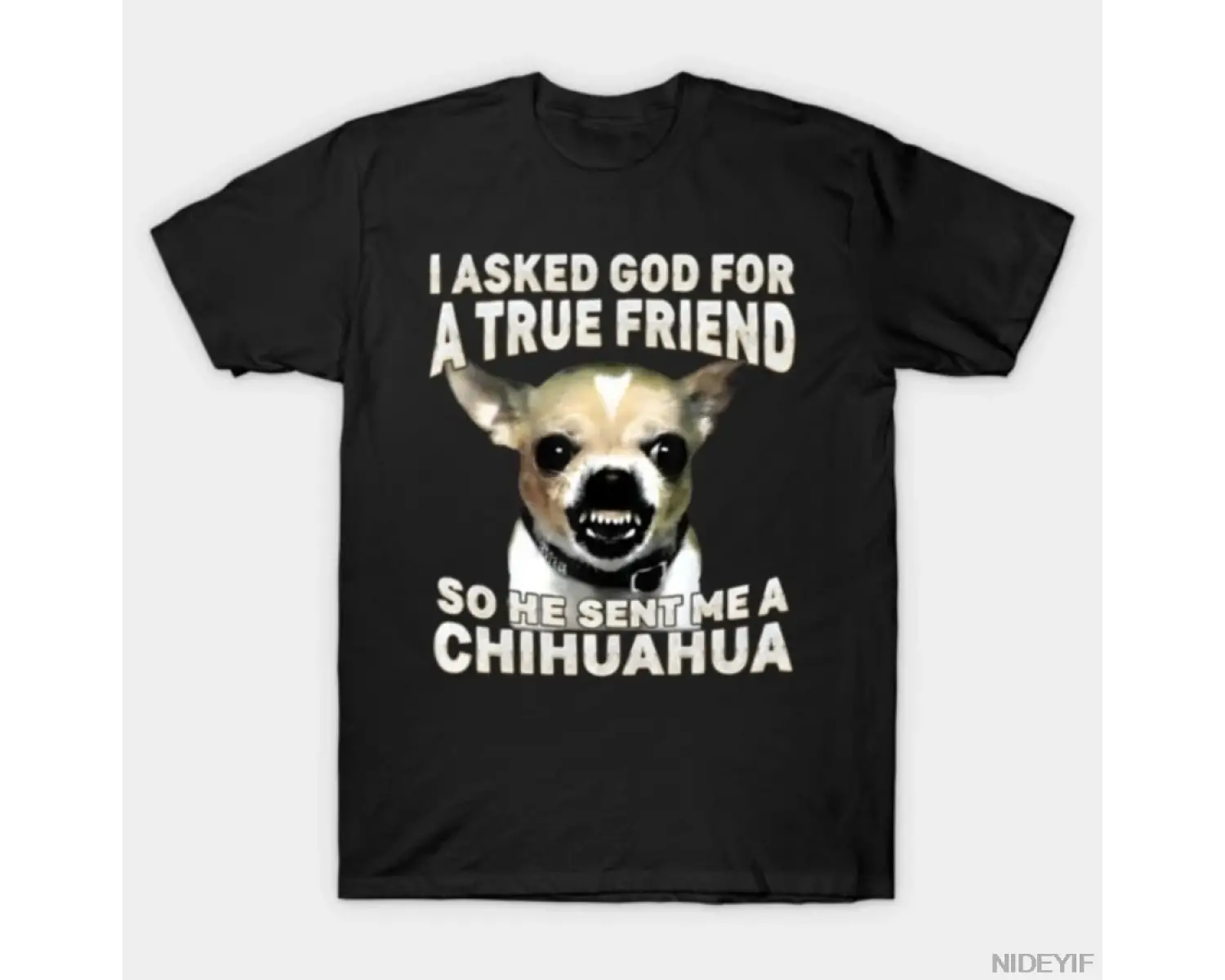 Tanrıya Gerçek Bir Arkadaş İçin Dilektim Chihuahua Komik Tişört Erkekler Kadınlar İçin %100