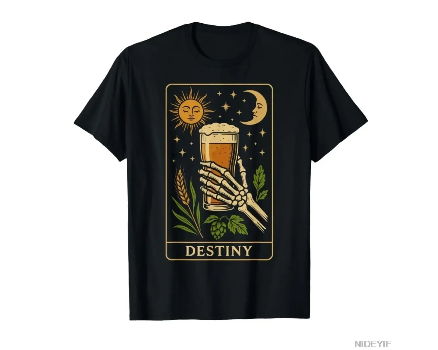 Tarot Kartı Erkek Kadın Komik Bira T-shirt Erkekler Kadınlar Için % 100% Pamuk T Shirt Kısa K