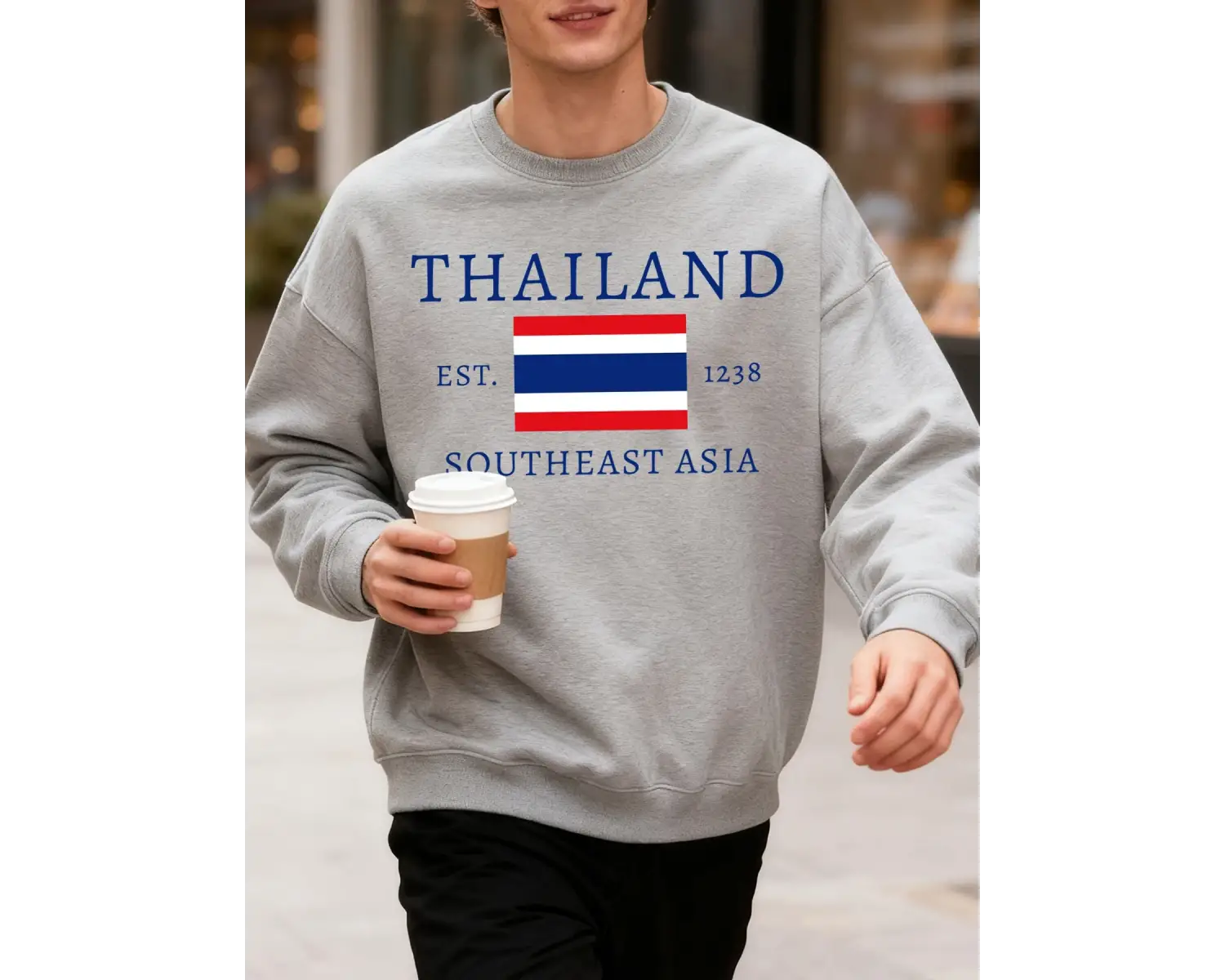 Tayland Güneydoğu Asya Baskılı Sonbahar Erkekler Kazak Yumuşak Giysiler Trendy Gevşek Tüm Maç