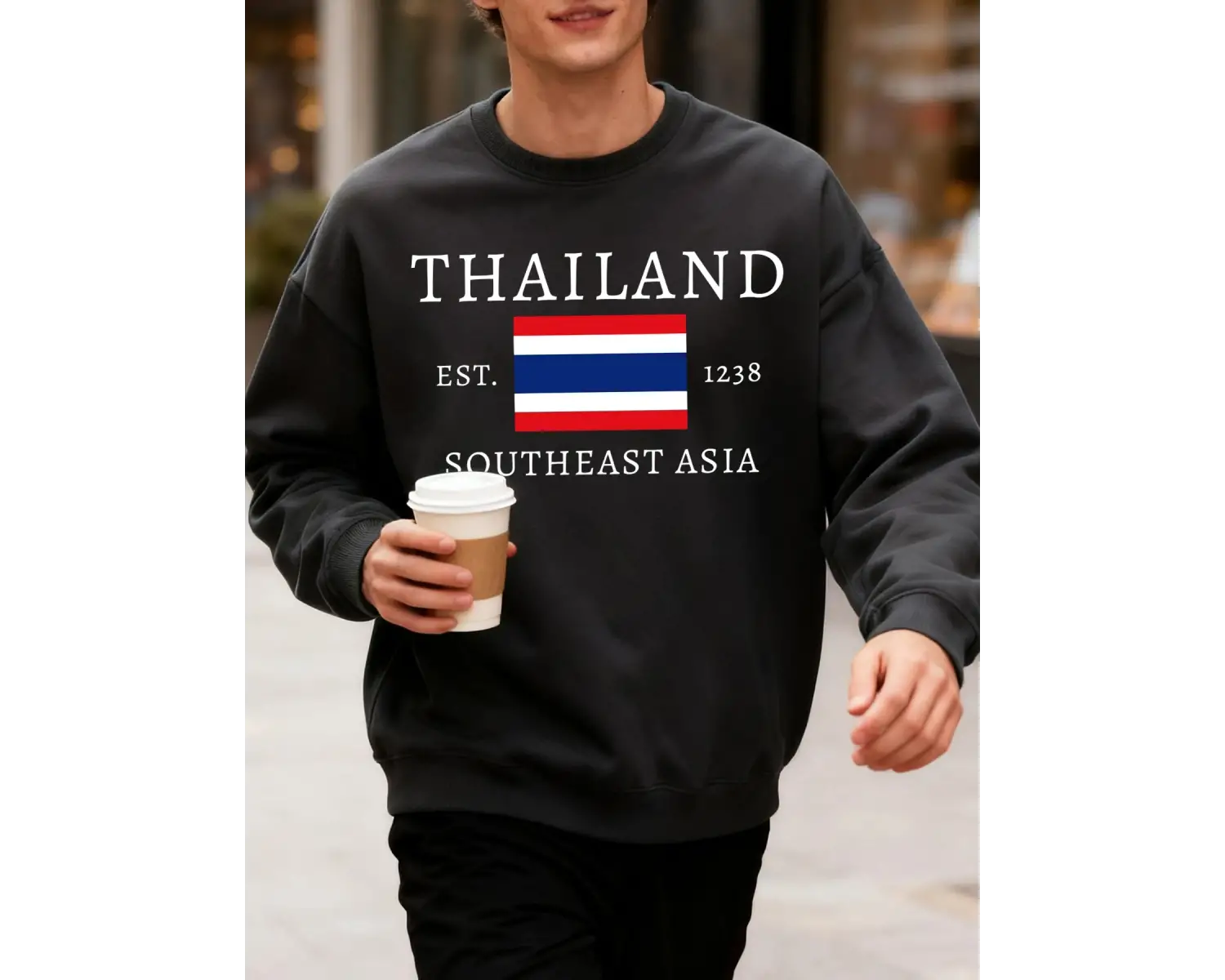 Tayland Güneydoğu Asya Baskılı Sonbahar Erkekler Kazak Yumuşak Giysiler Trendy Gevşek Tüm Maç