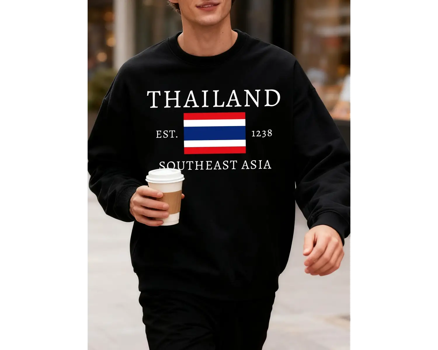 Tayland Güneydoğu Asya Baskılı Sonbahar Erkekler Kazak Yumuşak Giysiler Trendy Gevşek Tüm Maç