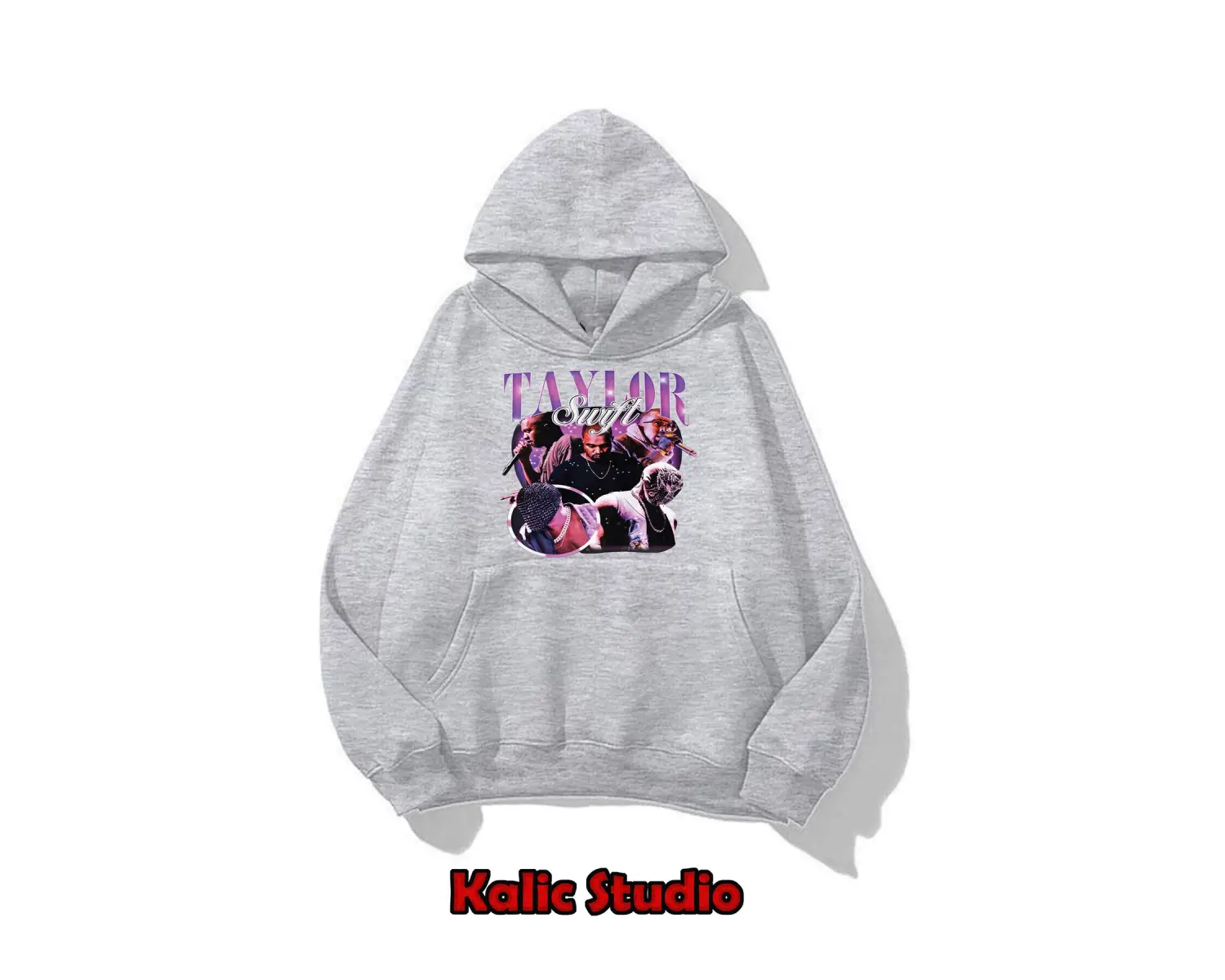 Taylor Swift Kanye West Baskılı sweatshirt oversize gri