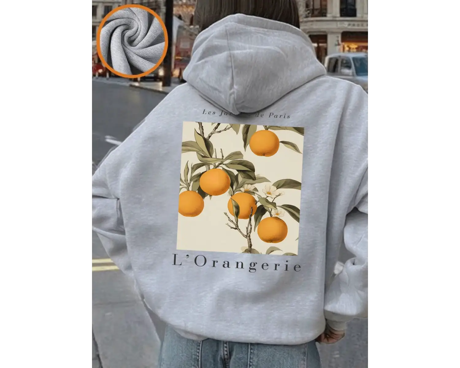 Taze Portakal Meyve Baskı Kapüşonlular Kadın Kış Polar Sıcak Kazaklar Gevşek Cep Tişörtü Raha