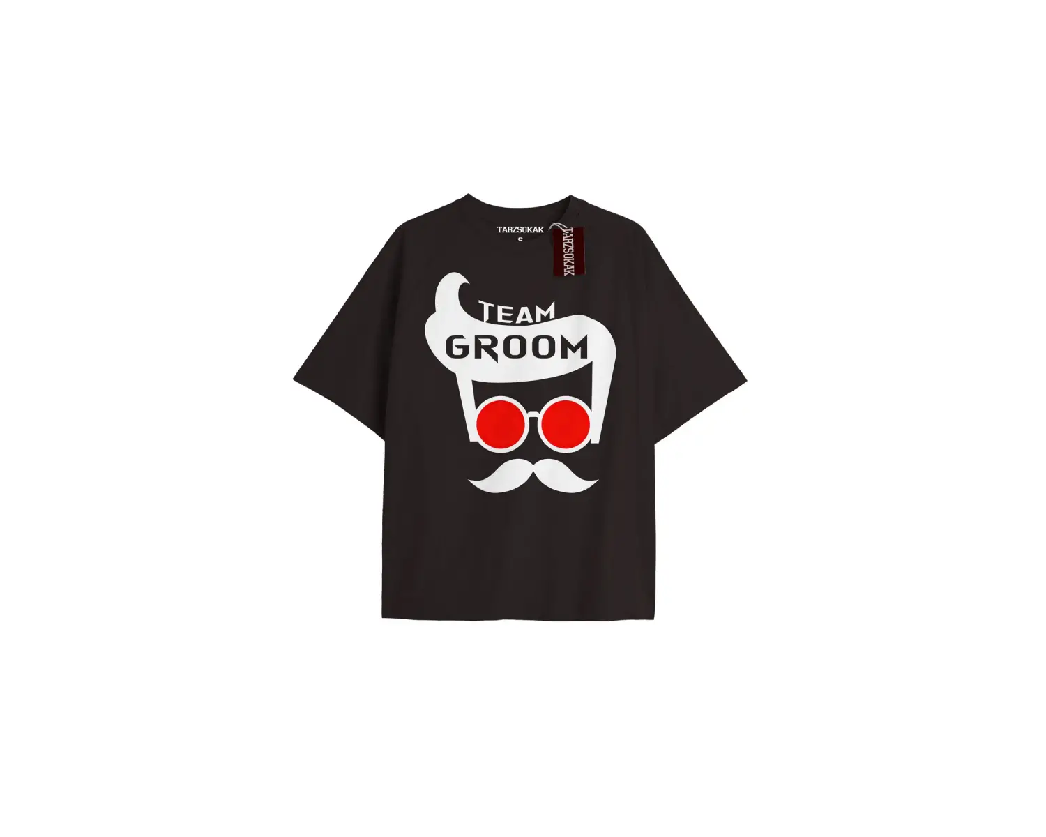 TEAM GROOM  Unisex Oversize Yazılı Tshirt SİYAH