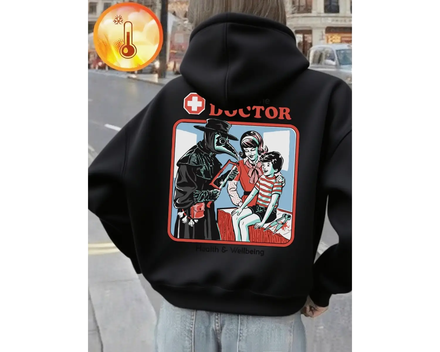 Tedavi eden doktor baskılı kapüşonlu svetşörtler kadın temel cepli sweatshirtler sonbahar pol