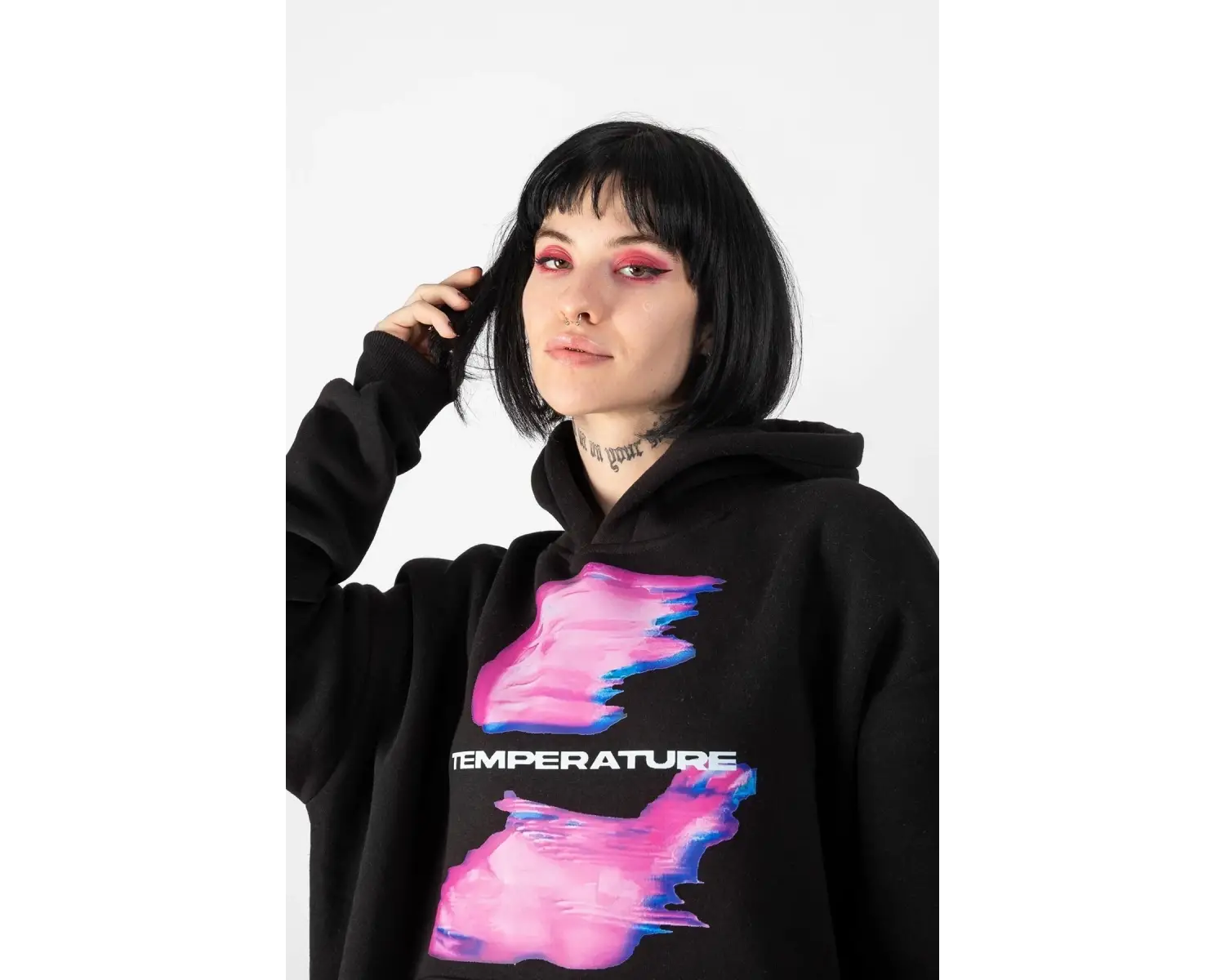 Temperature Baskılı Oversize Unisex Beyaz