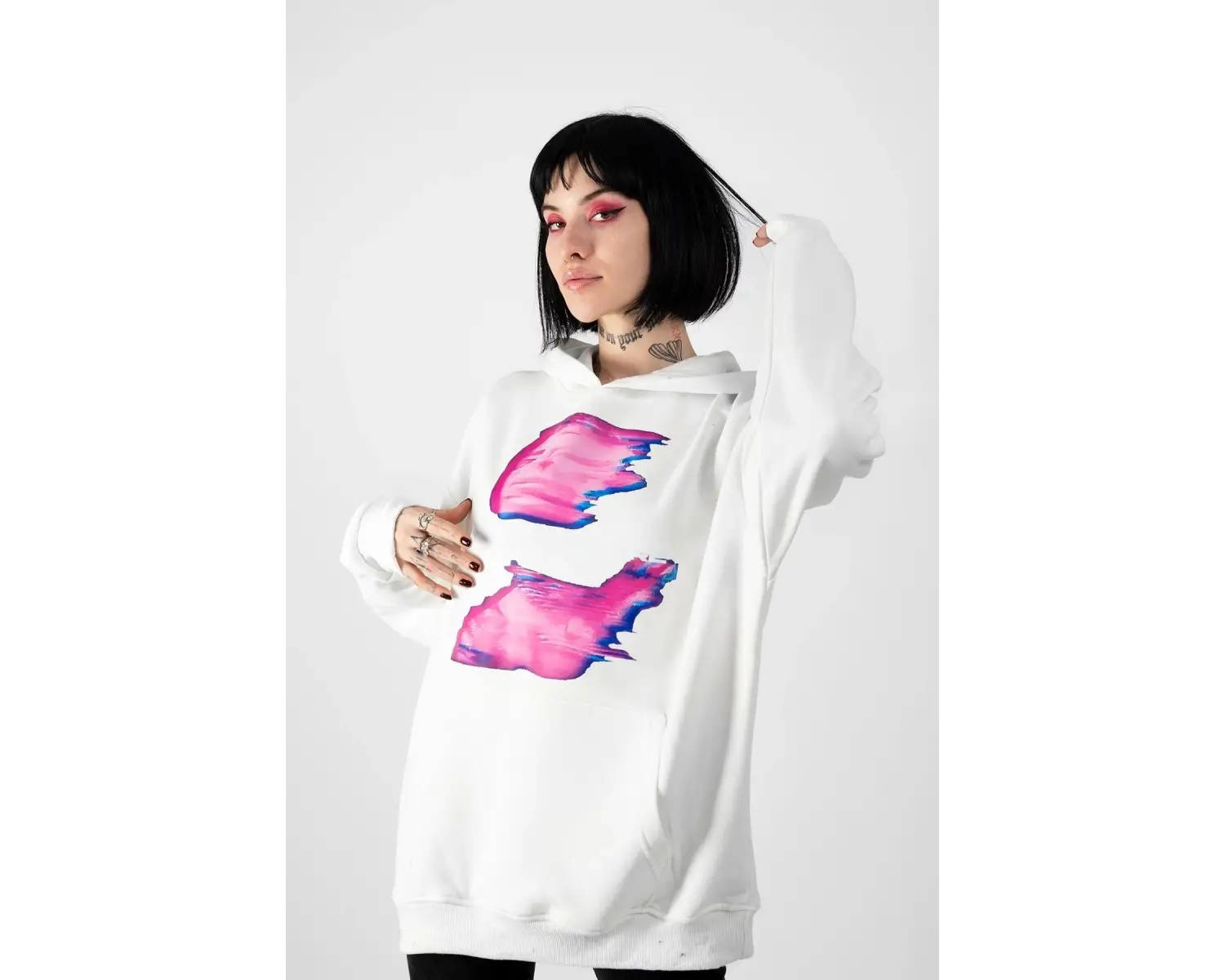 Temperature Baskılı Oversize Unisex Beyaz
