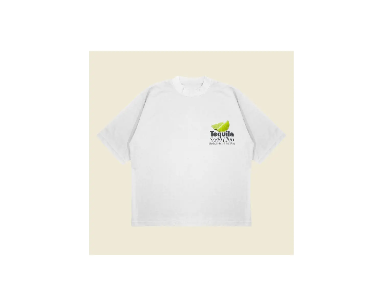 Tequila Soda Baskılı Oversize Unisex Pamuklu Nefes Alan Kalın Kumaşlı