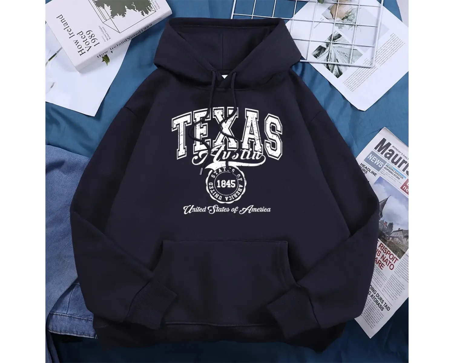 Texas Austin amerika birleşik devletleri Hoodies kadın polar ekip boyun kapşonlu yaratıcı yen