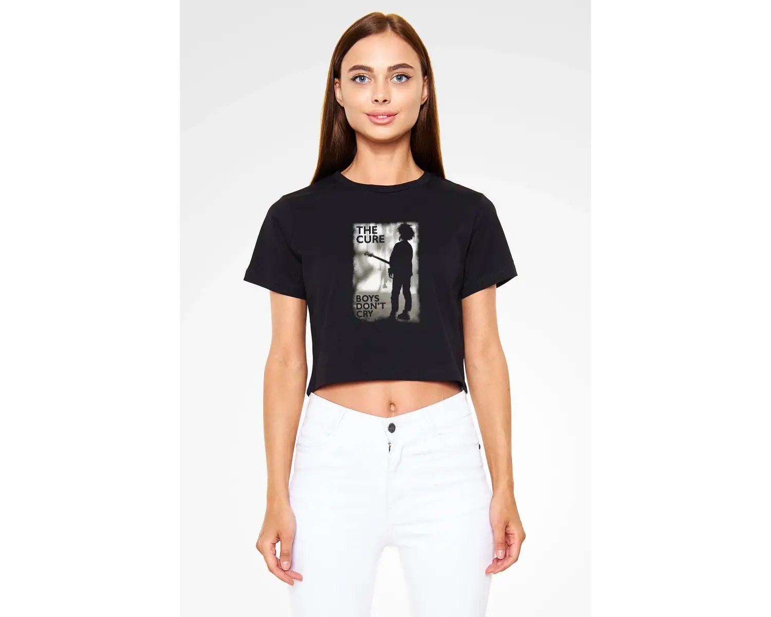 The Cure Siyah Crop Top Tişört