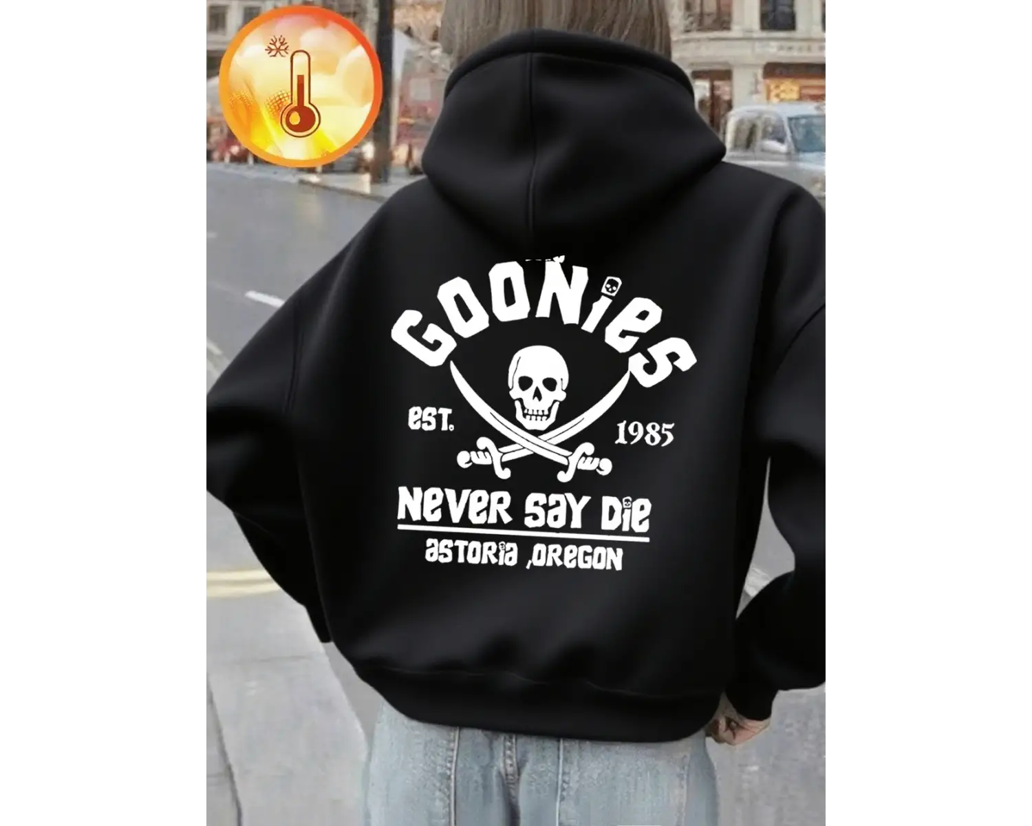 The Goonies İskelet Baskı Kapüşonlular Kadın Rahat Cep Kazak Kış Polar Sıcak Kazak Temelleri