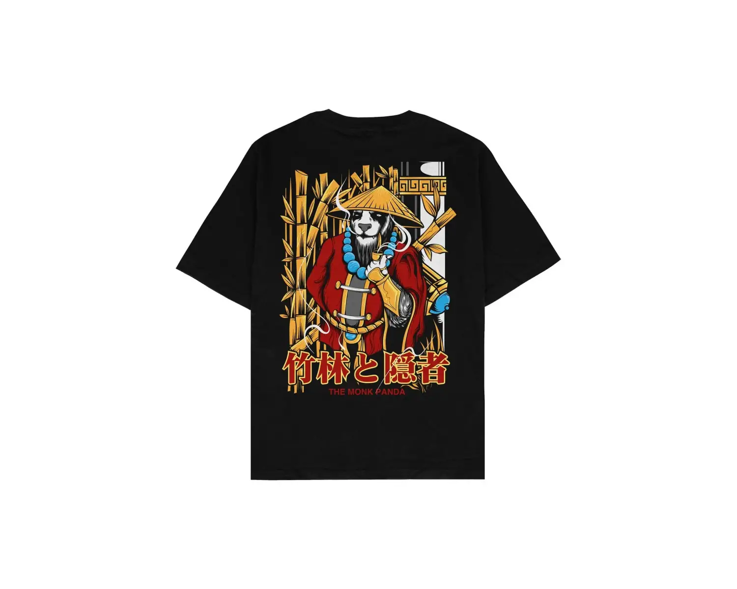The Monk Panda Siyah Oversize Unisex T-shirt