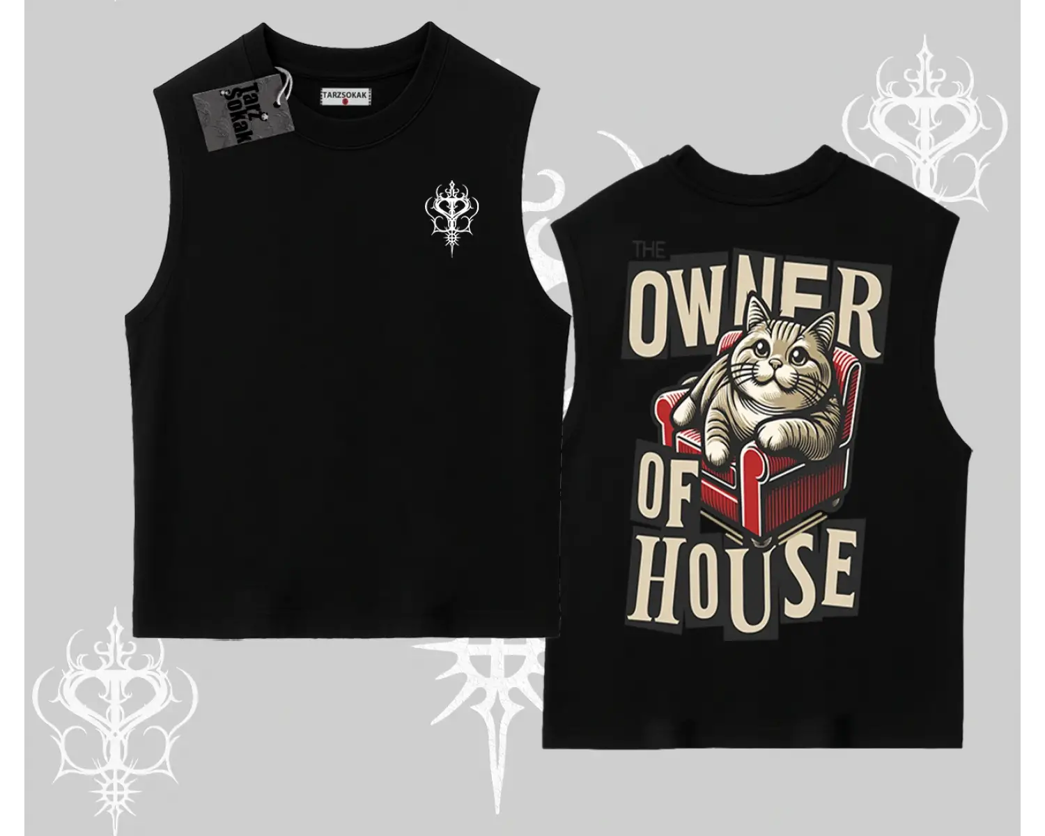 The Owner of House Kedi Arka Baskılı Kolsuz Tshirt