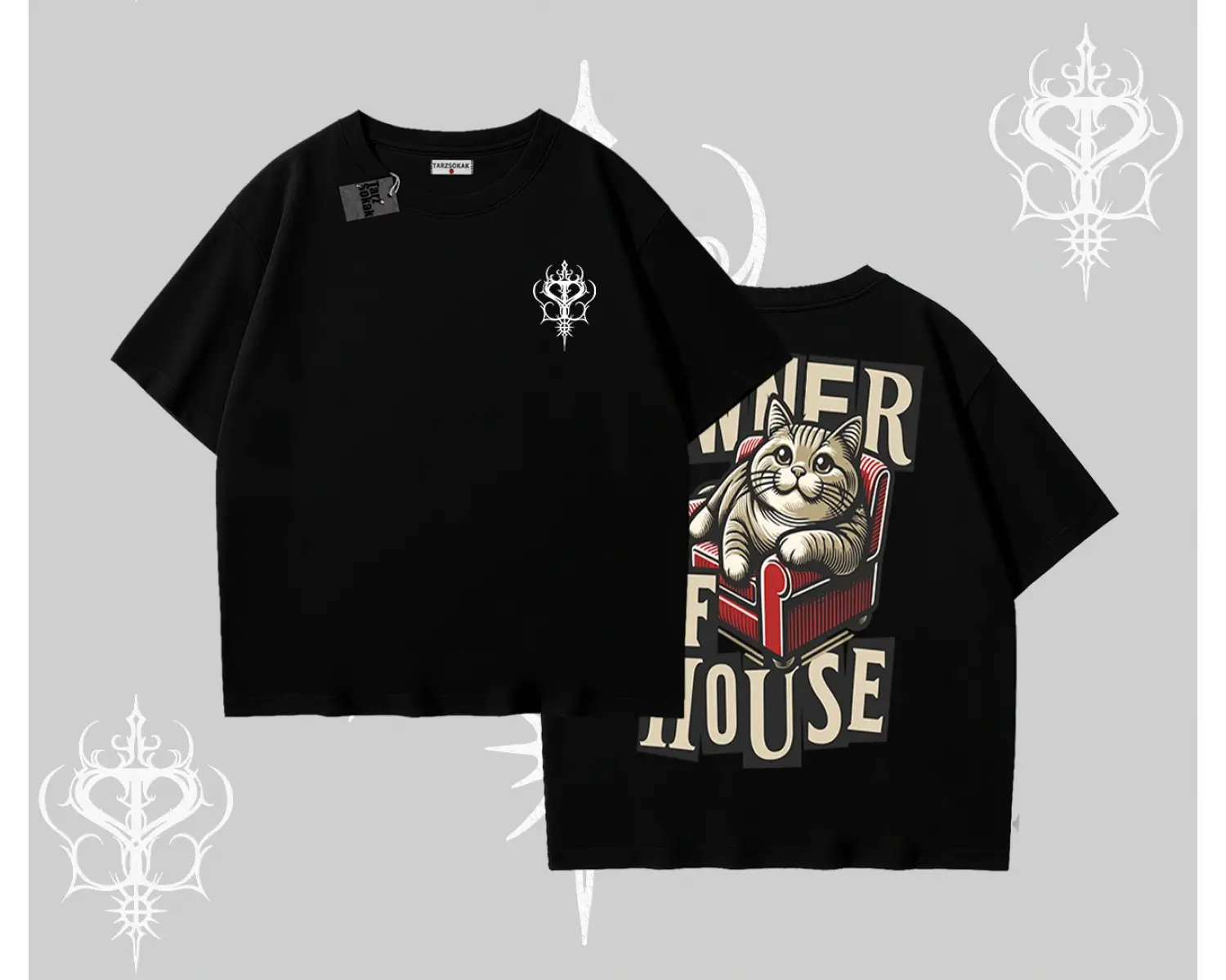 The Owner of House Kedi Arka Baskılı Oversize Tshirt