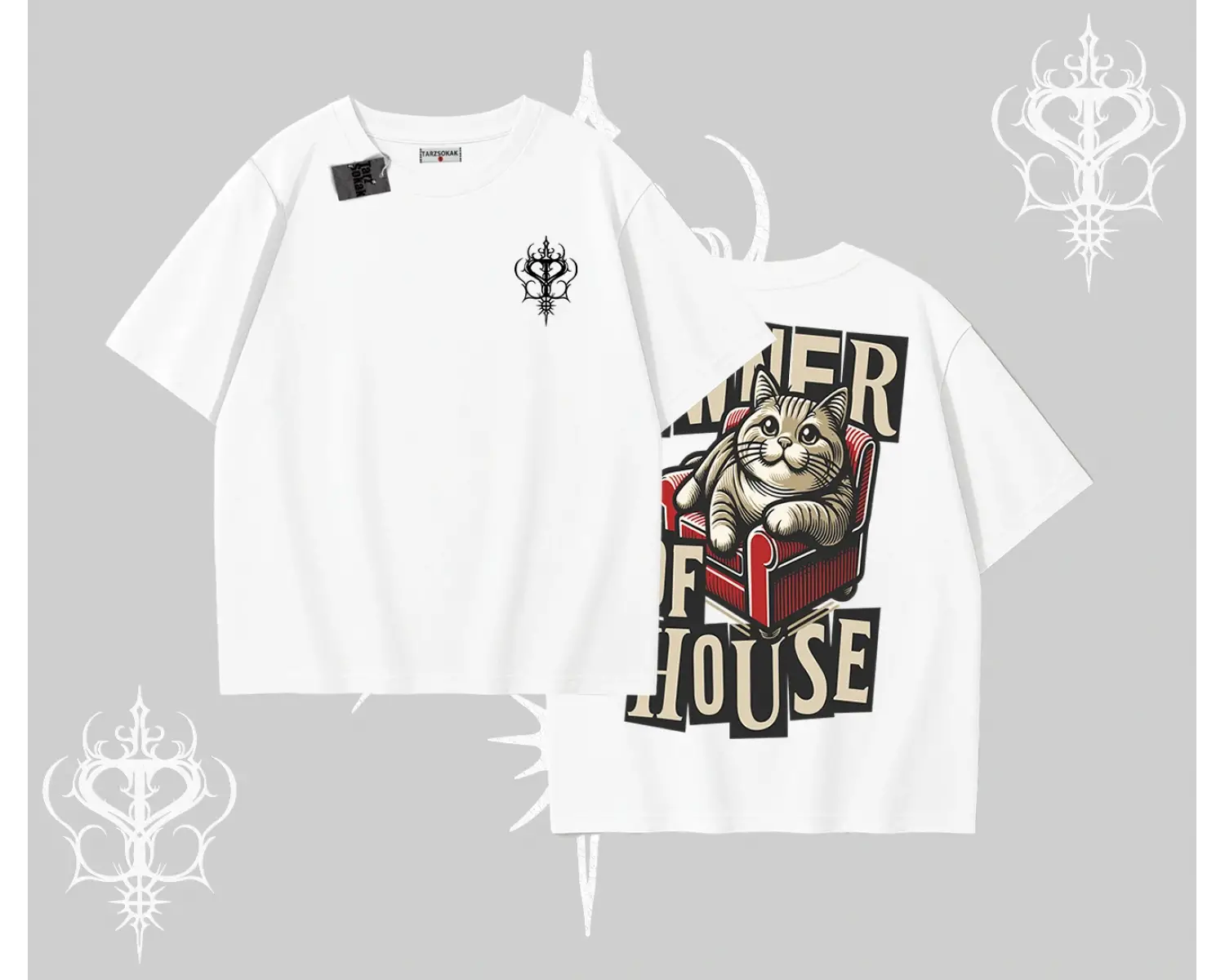 The Owner of House Kedi Arka Baskılı Oversize Tshirt