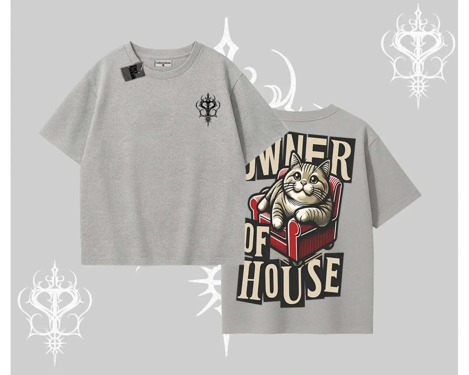 The Owner of House Kedi Arka Baskılı Oversize Tshirt