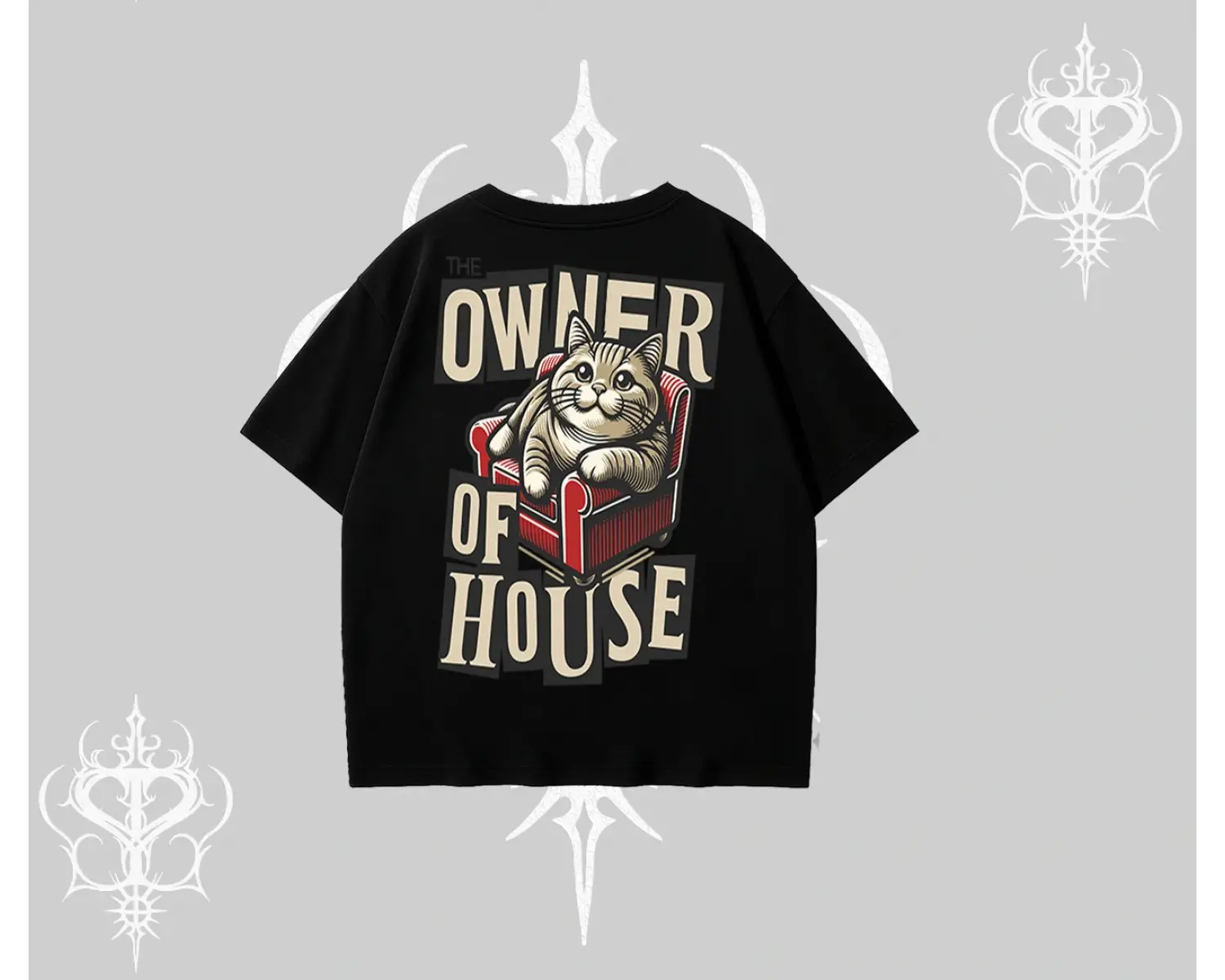 The Owner of House Kedi Arka Baskılı Oversize Tshirt