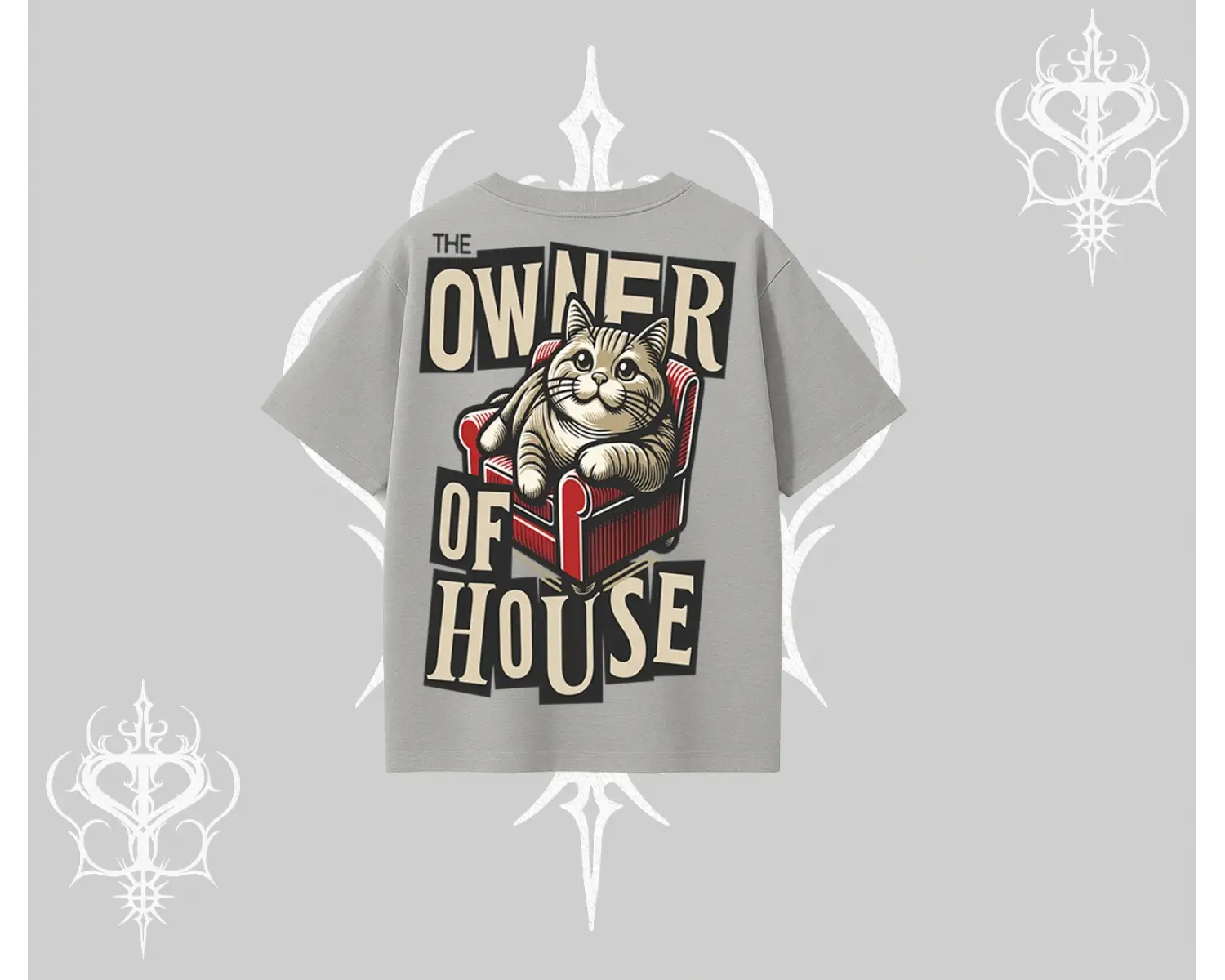 The Owner of House Kedi Arka Baskılı Oversize Tshirt