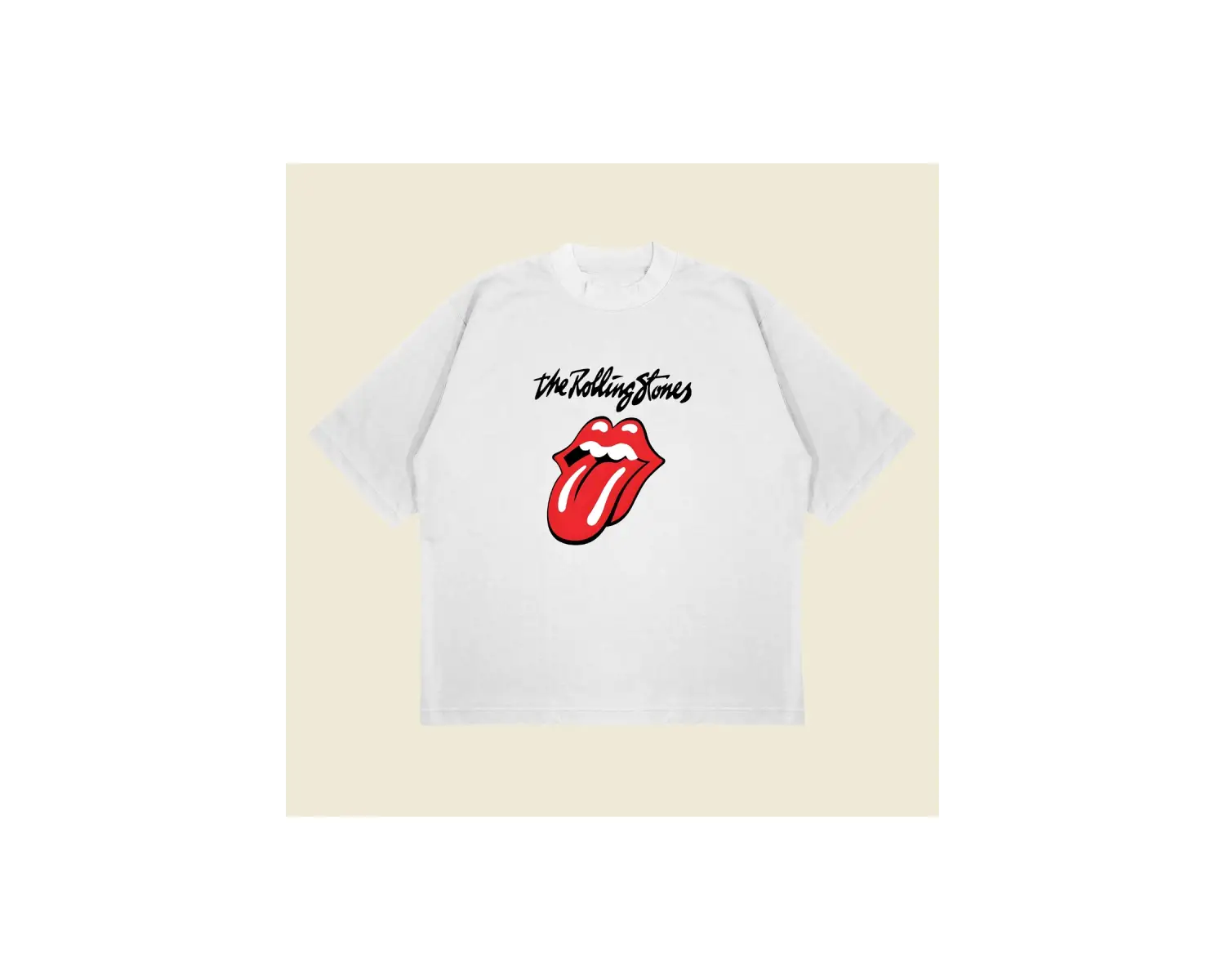 The Rolling Stones Baskılı Oversize Unisex Pamuklu Nefes Alan Kalın Kumaşlı