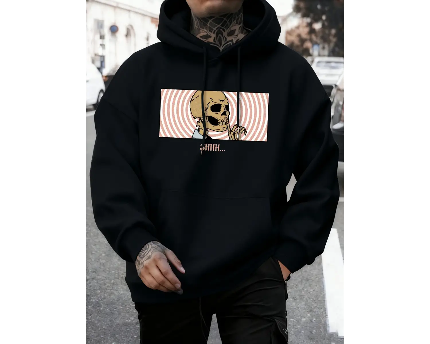 The Skull Under Consideration Kapüşonlu Üst Erkek Sonbahar Sıcak Gevşek Sweatshirt Günlük Pol