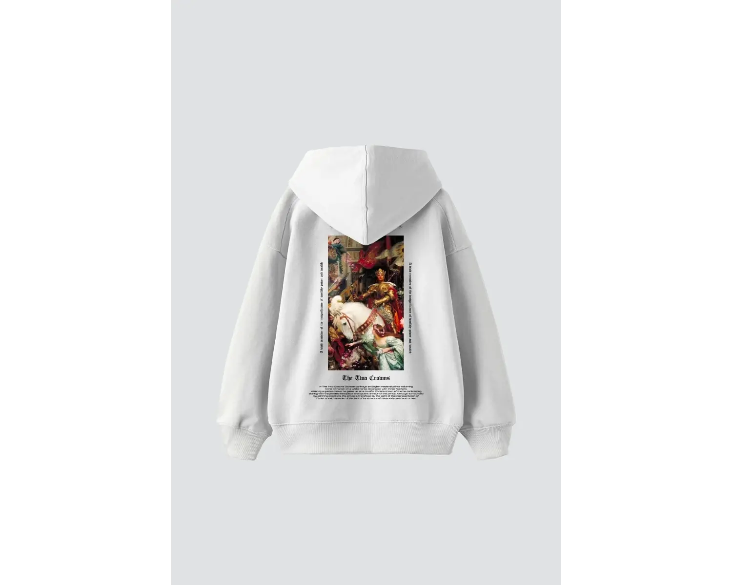 The Two Crowns Baskılı Oversize Unisex Premium Beyaz