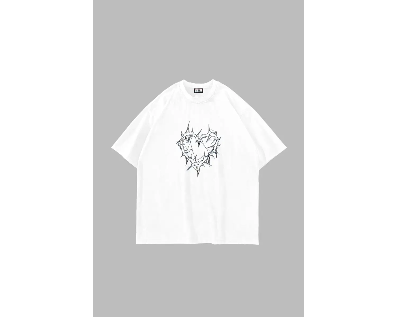 Thorny Heart Baskılı Oversize Unisex Beyaz
