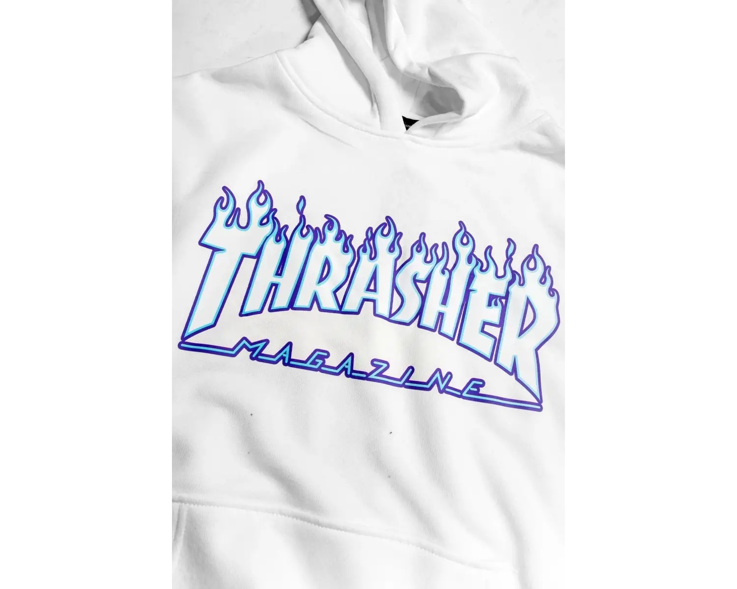 Thrasher Flam Baskılı Oversize Unisex Beyaz