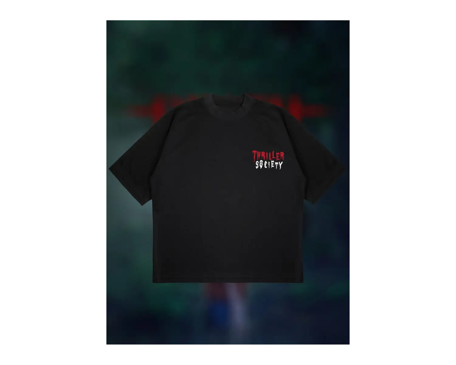 Thriller Society Baskılı Oversize Unisex Pamuklu Nefes Alan Kalın Kumaşlı