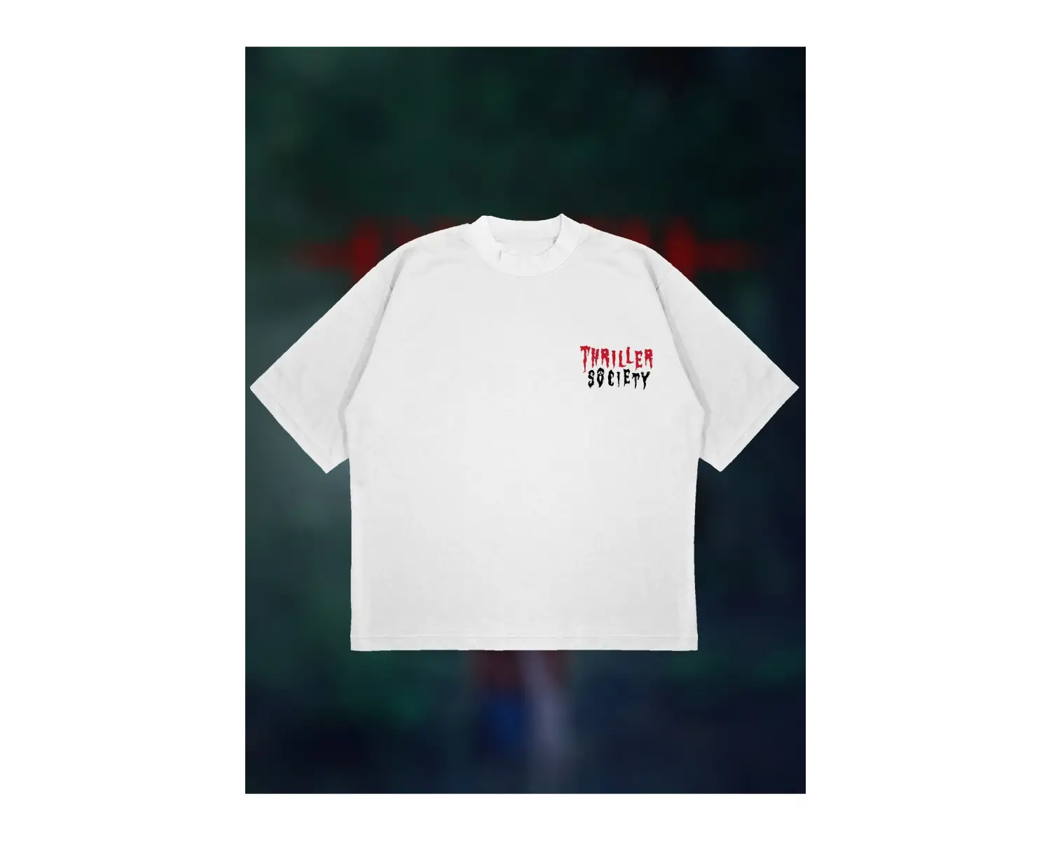 Thriller Society Baskılı Oversize Unisex Pamuklu Nefes Alan Kalın Kumaşlı