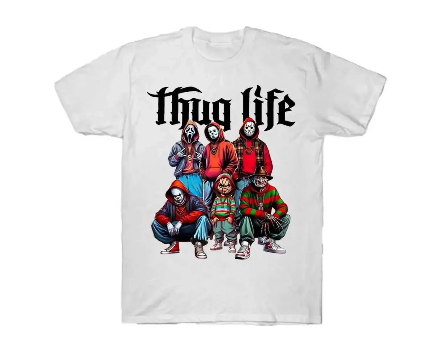 Thug Life Tişörtleri Korku Karakterleri Katil Ekibi Kentsel Korku Filmi Tişörtü Erkekler Kadı