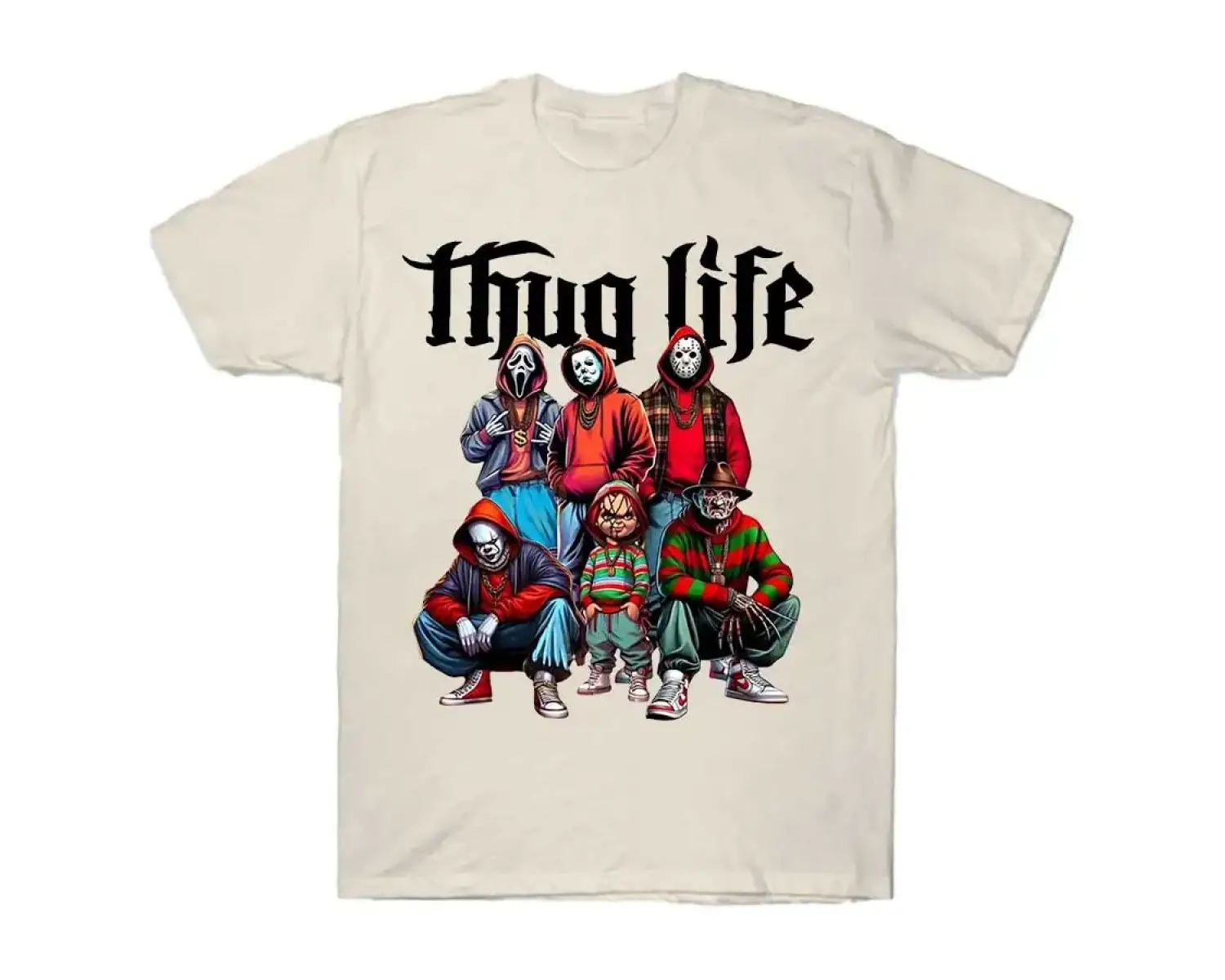 Thug Life Tişörtleri Korku Karakterleri Katil Ekibi Kentsel Korku Filmi Tişörtü Erkekler Kadı