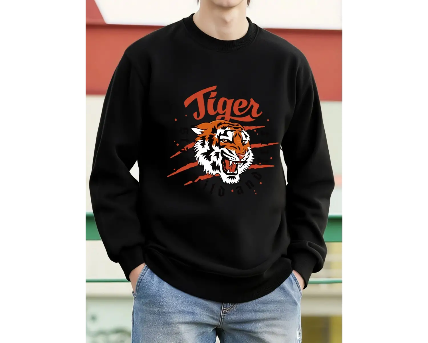 Tiger Stay Wild And Free Desen Erkek Kazaklar Polar Hip Hop Kazak Günlük Giysiler Sonbahar Bi