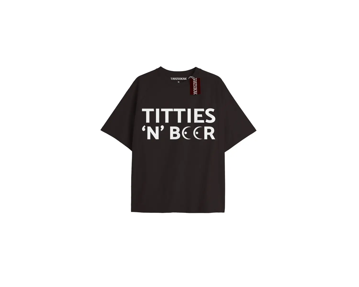 TITTIES N BEER Unisex Oversize Yazılı Tshirt SİYAH