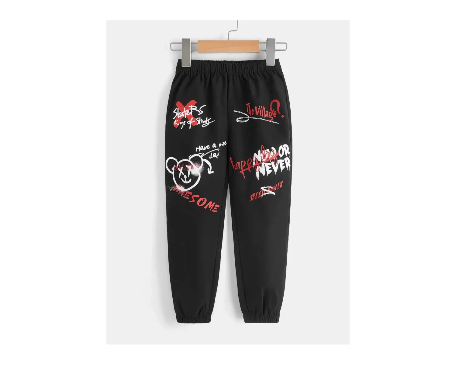 Toddler Boys Bear & Letter Graphic Elastic Waist Pants