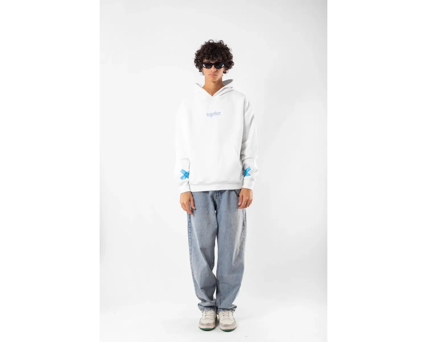 Together Baskılı Oversize Unisex Beyaz