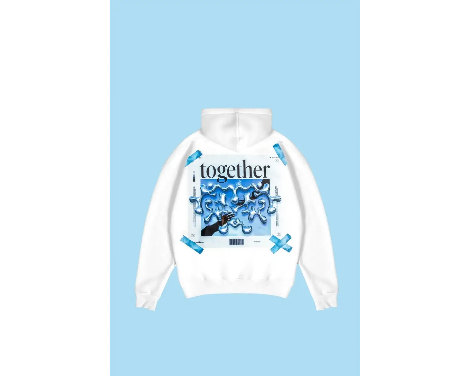 Together Baskılı Oversize Unisex Beyaz