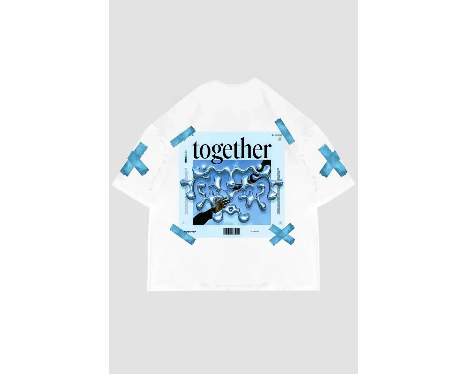 Together Sırt Baskılı Oversize Unisex Beyaz