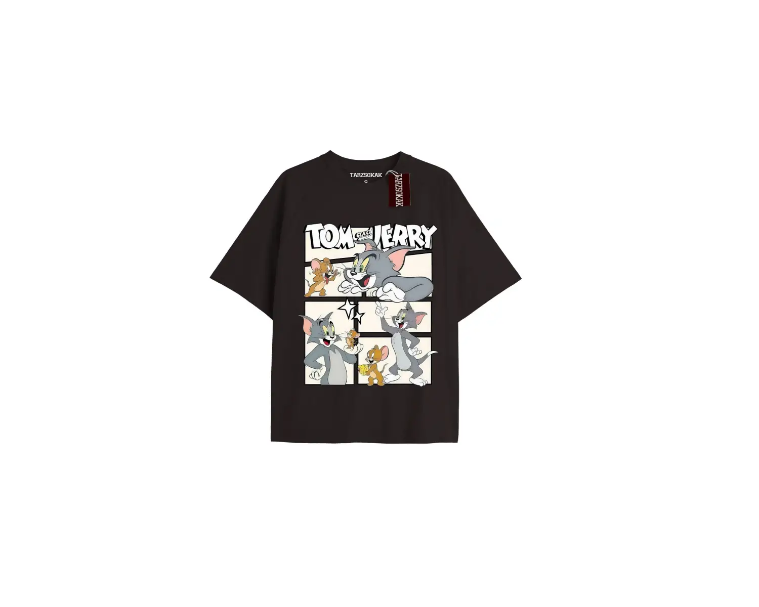 Tom And Jerry Cartoons Unisex Siyah T-shirt